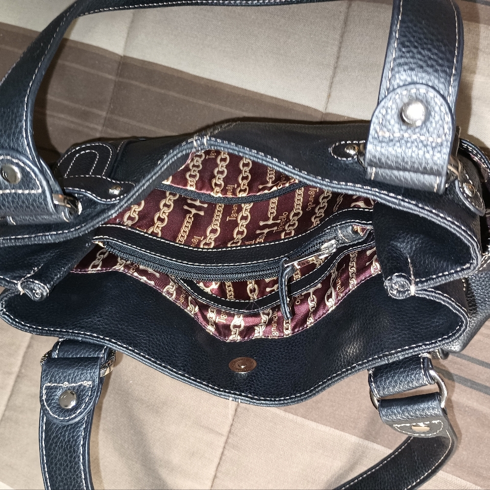 Tignanello Very Dark Brown Genuine Leather Satchel Bag - Picture 5 of 9